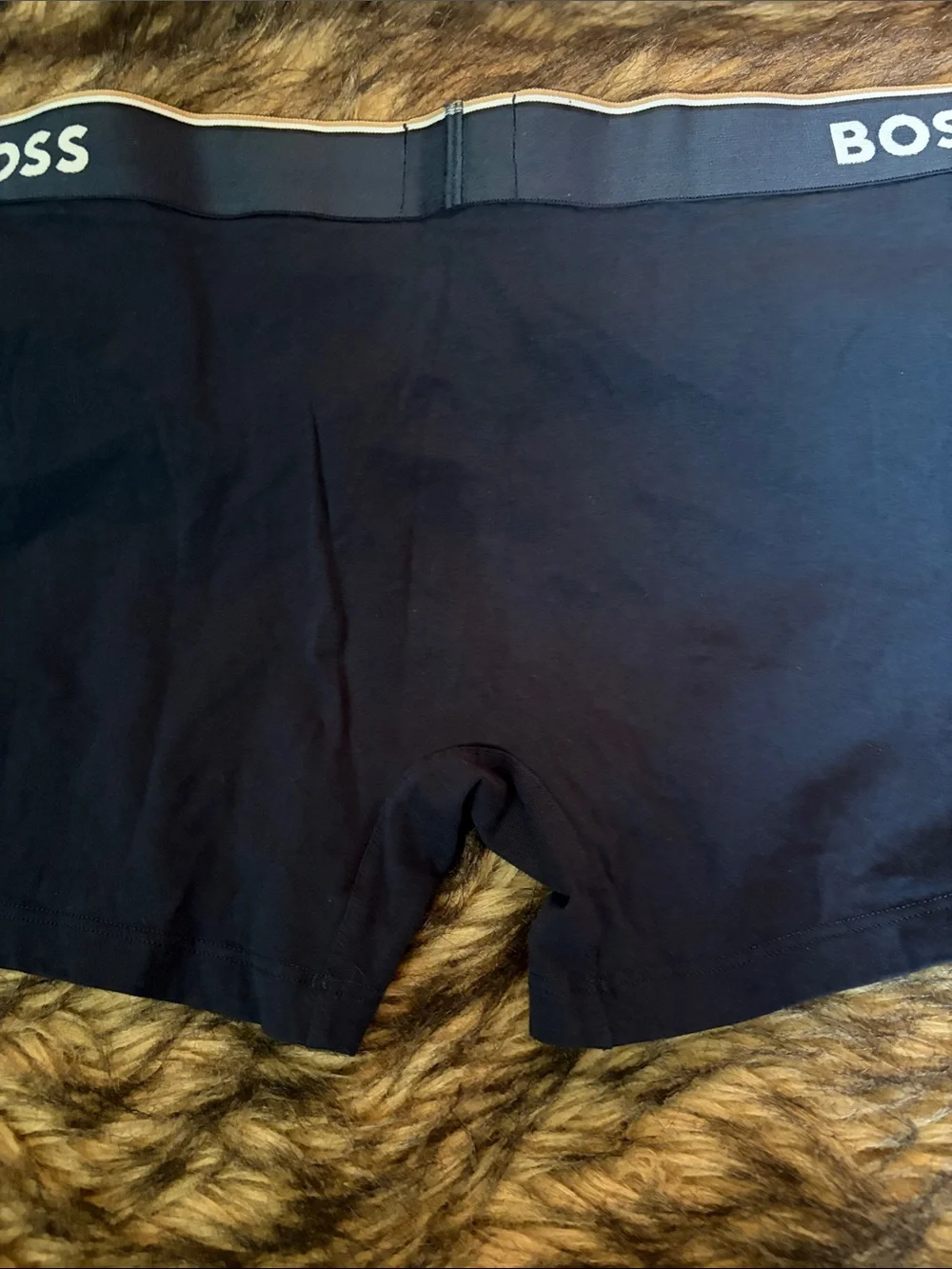 BOSS Men's Dark Navy Stretch Boxer Briefs with Branded Waistband Size L